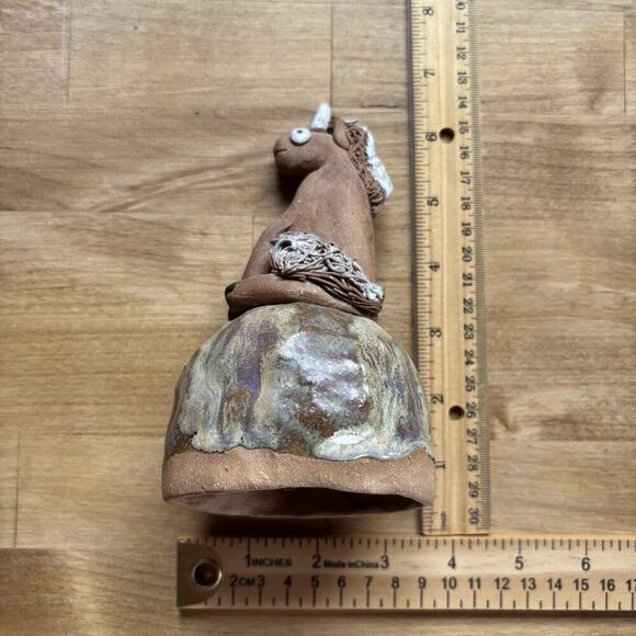 Art Pottery Signed Unicorn Whimsical Funny Ugly Clay Bell Rattle Figurine OOAC - Picture 5 of 11